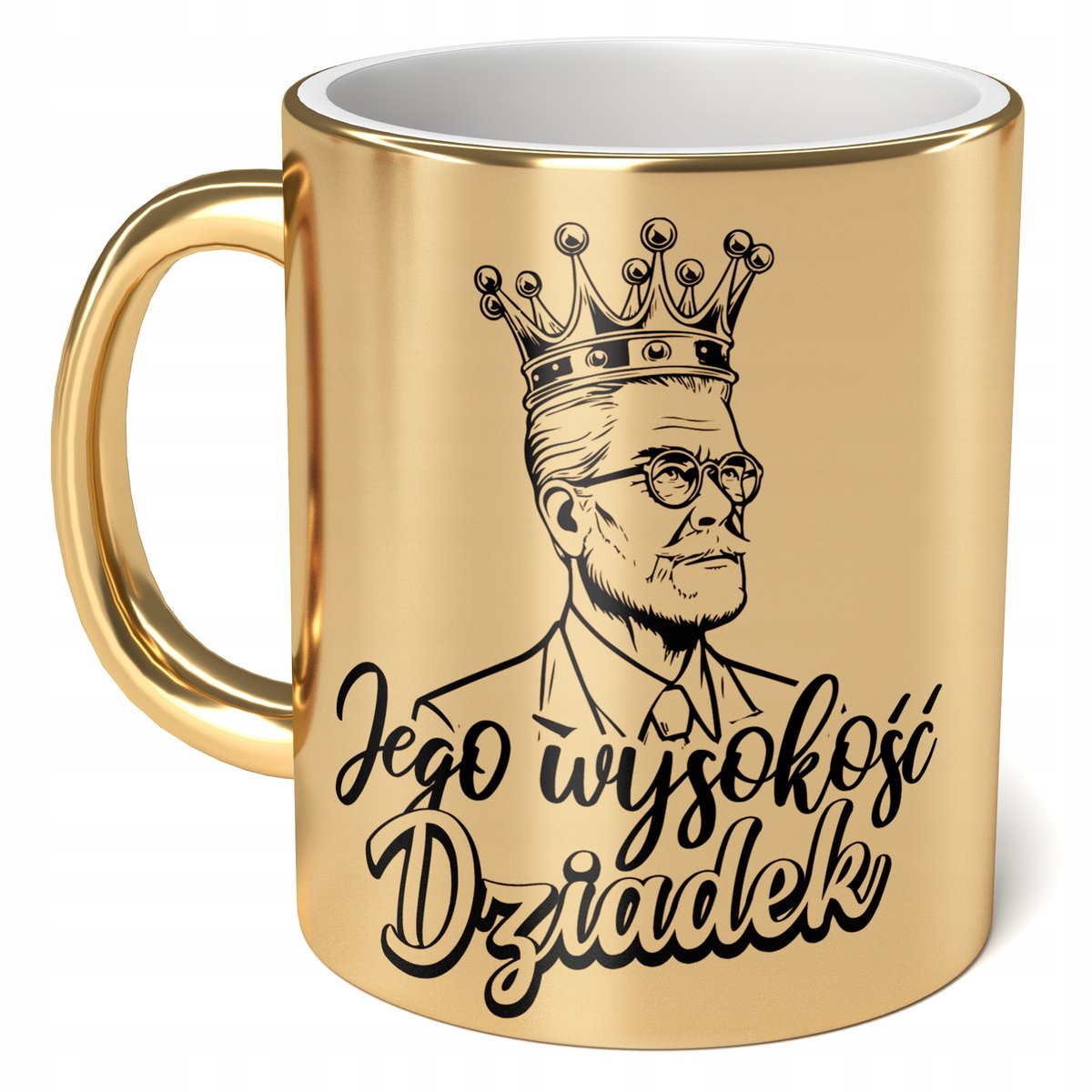Kubek ceramiczny Złoty 330 ml Dzień Dziadka Prezent Jego Wysokość Dziadek