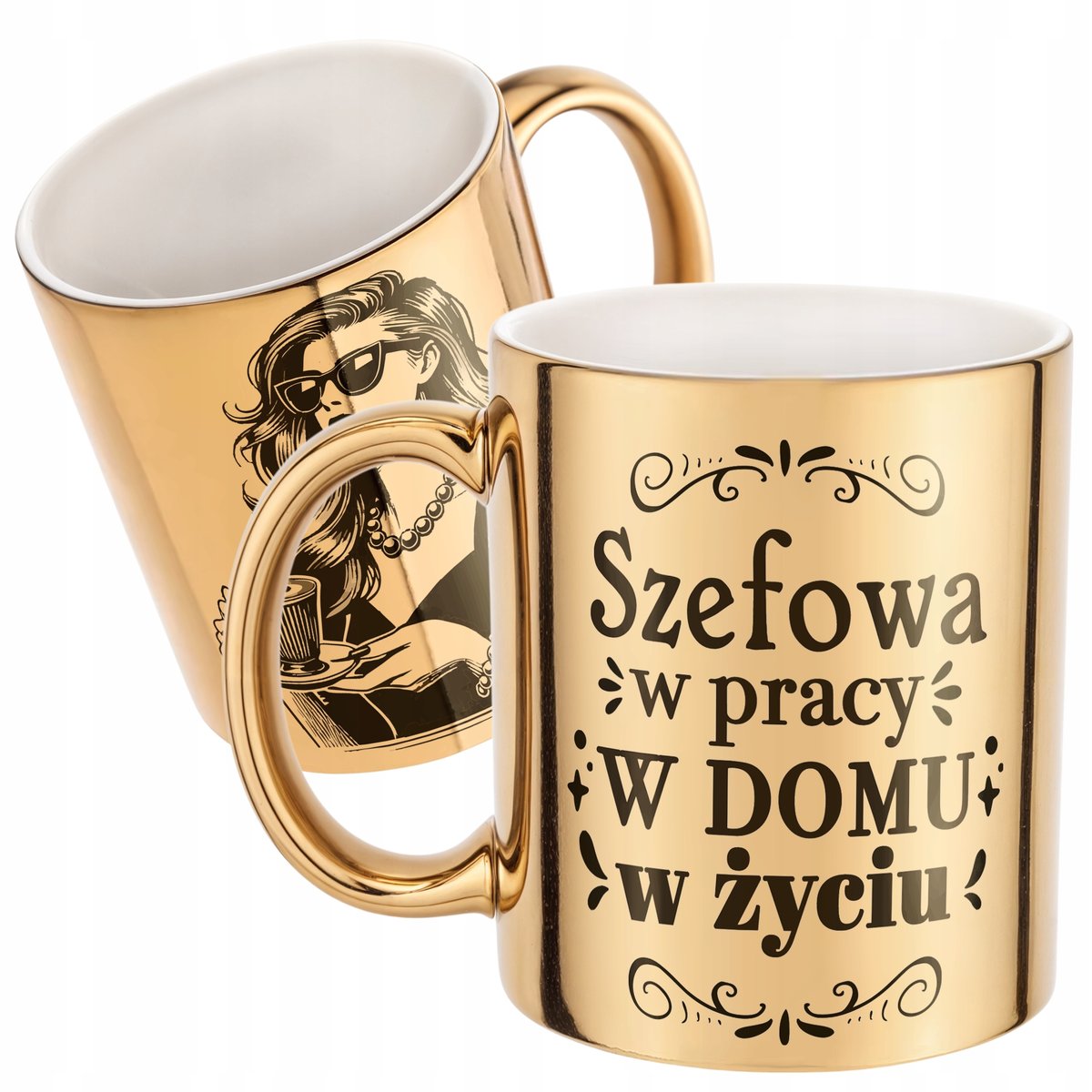 Złoty kubek na prezent Dzień Kobiet Szefowa W Domu Pracy Życiu Prezent