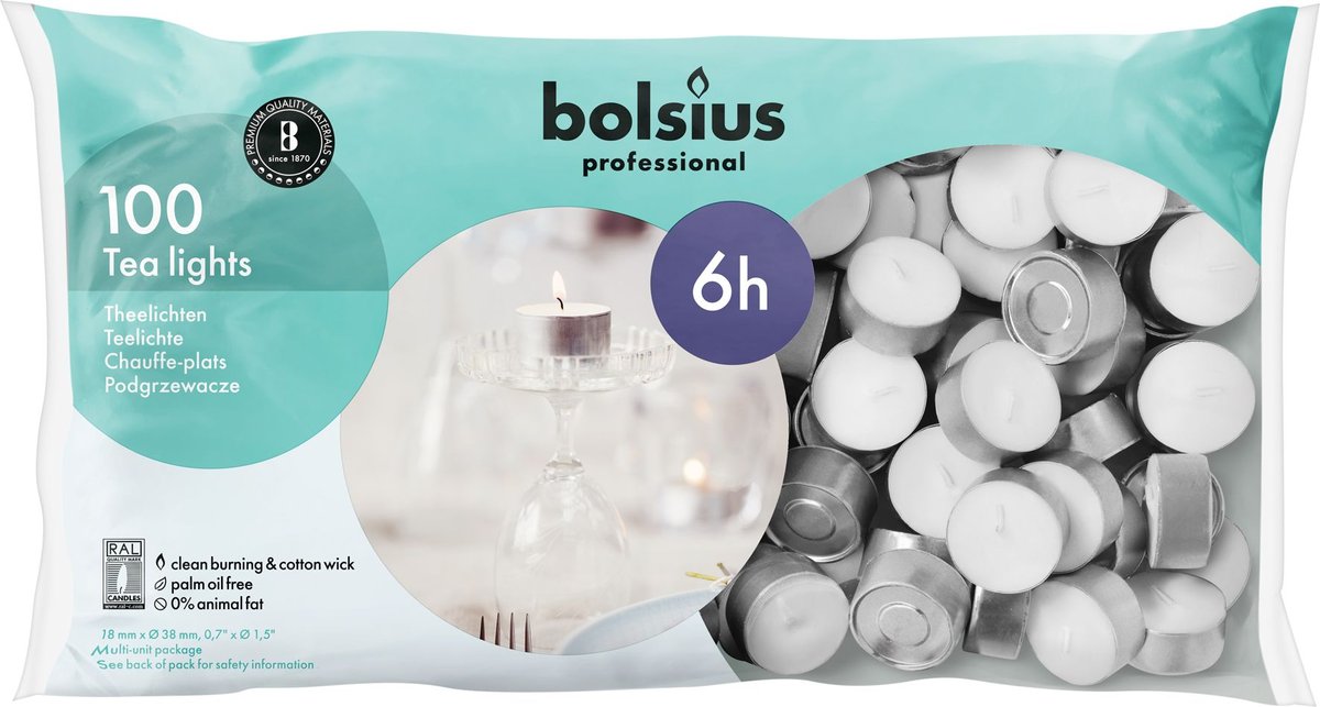 Podgrzewacze bezzapachowe BOLSIUS 38mm 6h 100szt.