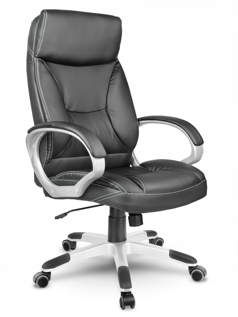 FOTEL BIUROWY SKÓRZANY ROMA BLACK