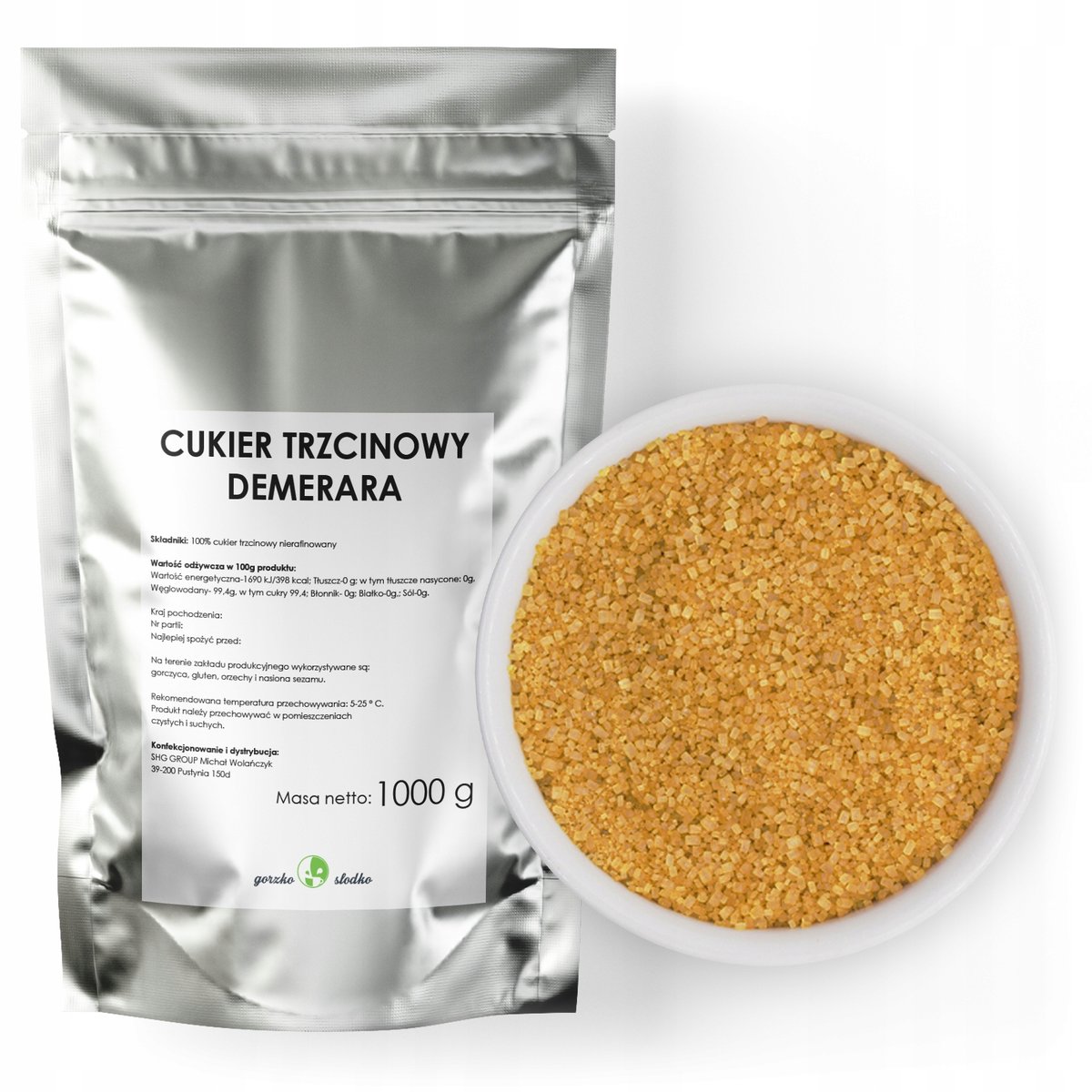 Cukier Trzcinowy Nierafinowany Demerara 1Kg