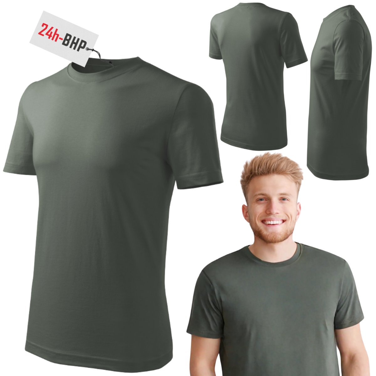 Koszulka robocza z krótkim rękawem ciemny khaki 24h-CLASSIC r. M
