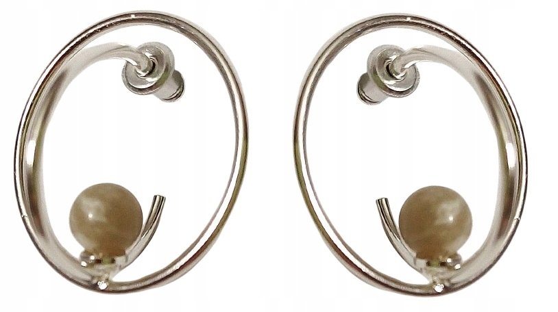 Kolczyki Roston przenikające kółka z perłą w srebrnym kolorze - PILGRIM