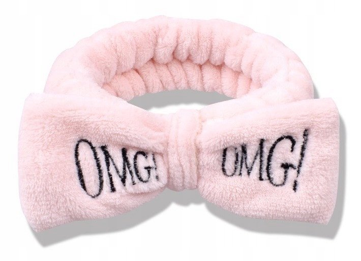 OPASKA do włosów KOSMETYCZNA Różowa gumka z kokardą OMG do Makijażu makeup