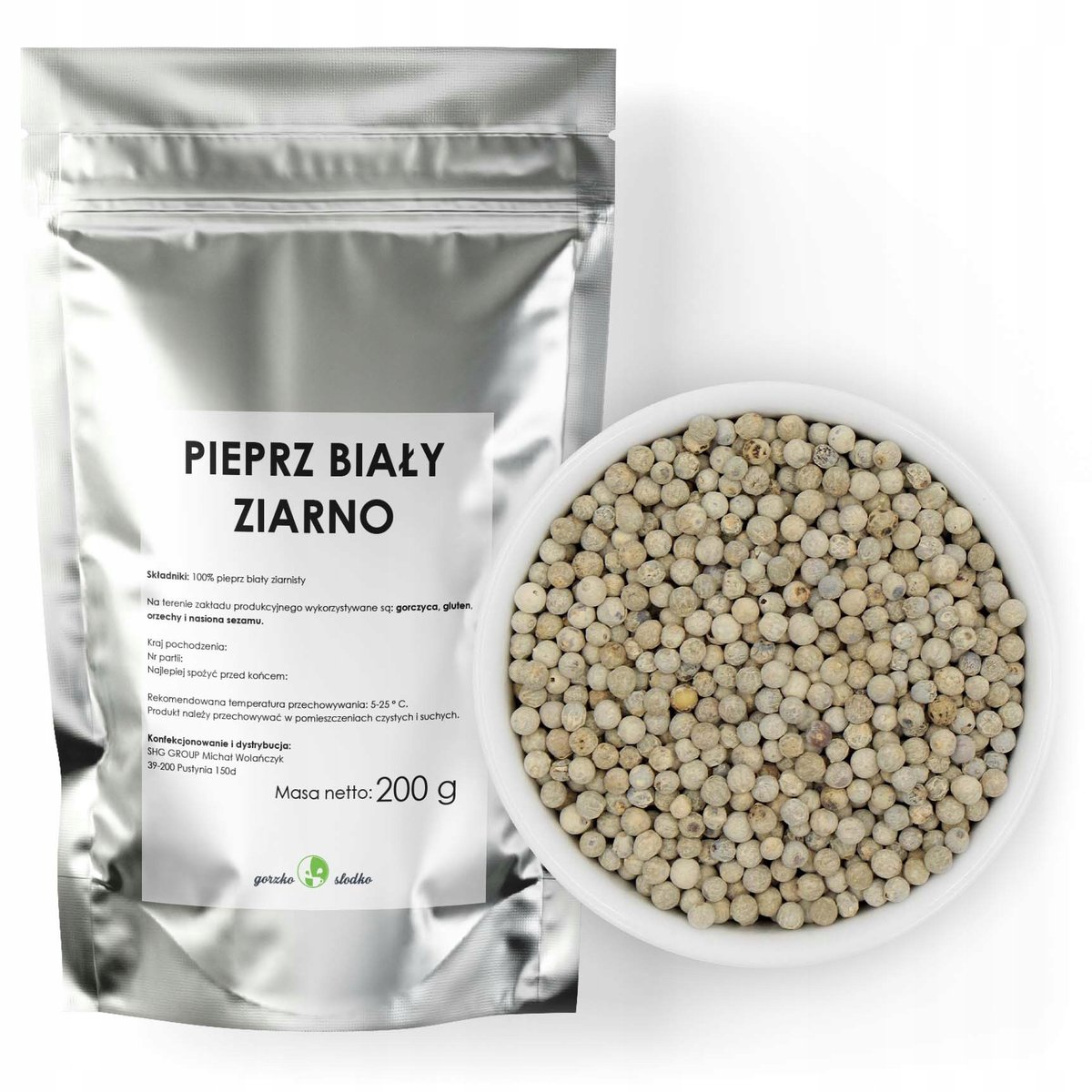 Pieprz Biały Ziarnisty Aromatyczny 200G