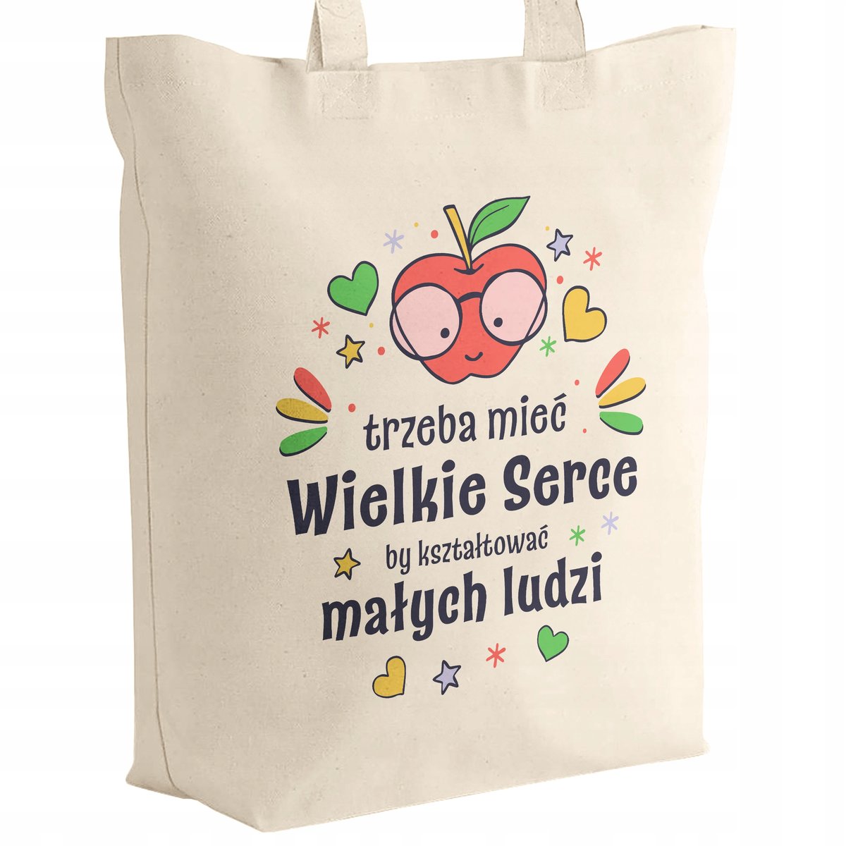 Torba bawełniana z dnem Dzień Nauczyciela Trzeba mieć wielkie serce Prezent
