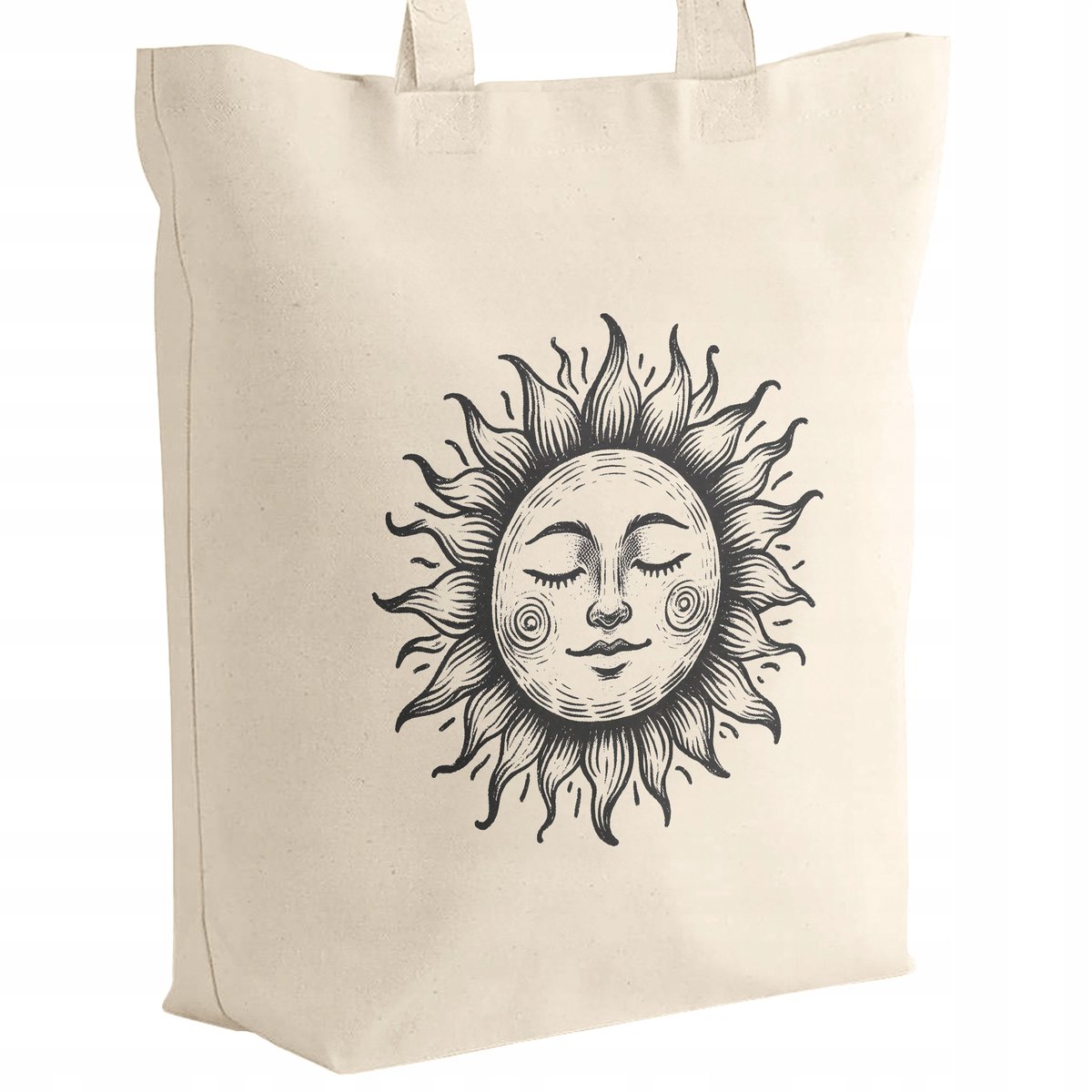 Torba bawełniana z dnem materiałowa na zakupy Z Motywem Słońca Minimalizm