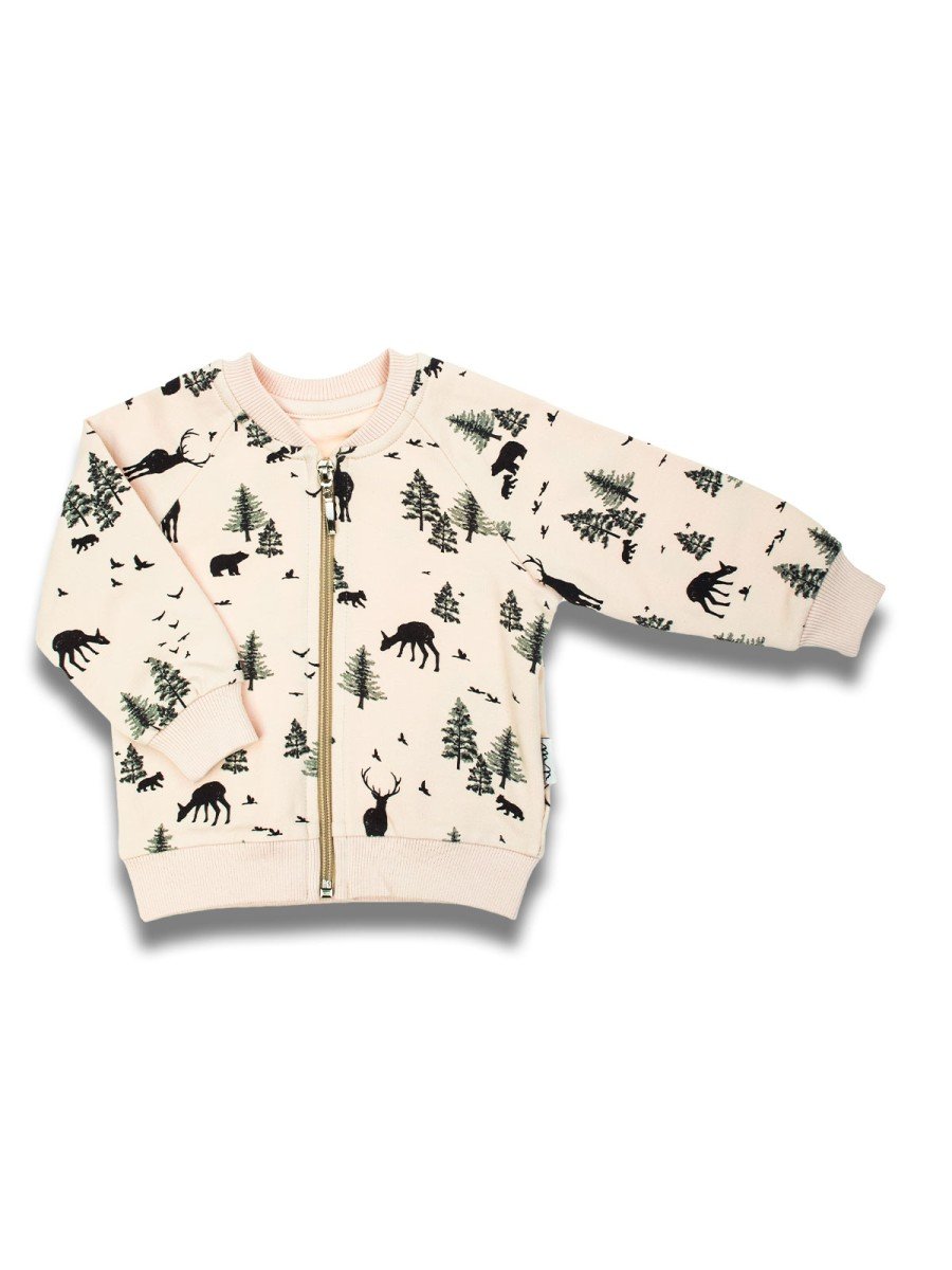 Chłopięca bluza dresowa w leśny wzór beżowa Nicol,r.104