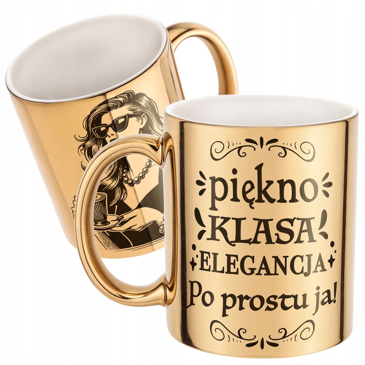 Złoty Kubek na prezent Dzień Kobiet Piękno Klasa Elegancja Prezent