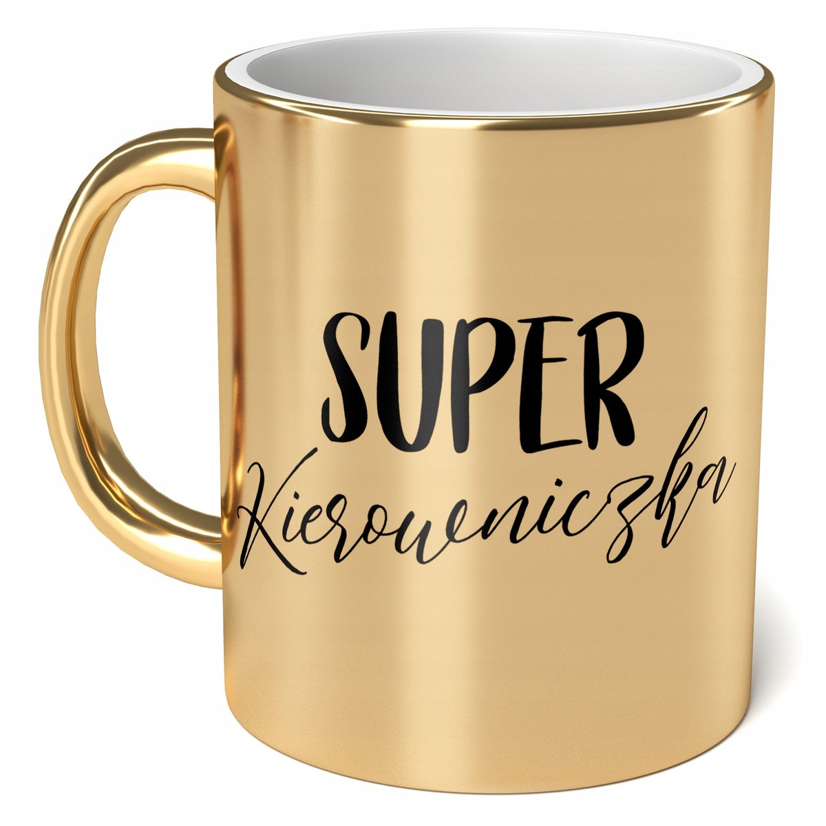 Kubek Złoty ceramiczny 330ml Super Kierowniczka Dla Kobiety Prezent