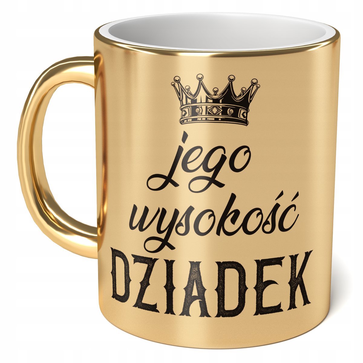 Kubek ceramiczny Złoty 330 ml Dzień Dziadka Prezent Jego Wysokość Dziadek