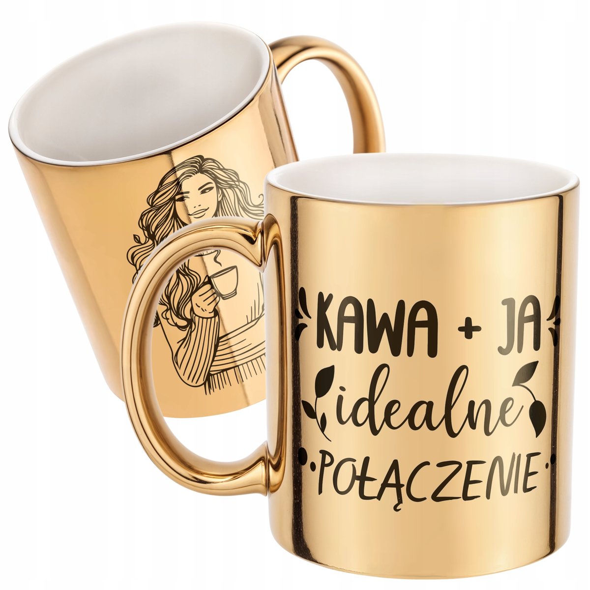 Złoty Kubek na prezent Dzień Kobiet Kawa Ja Idealne Połączenie Prezent