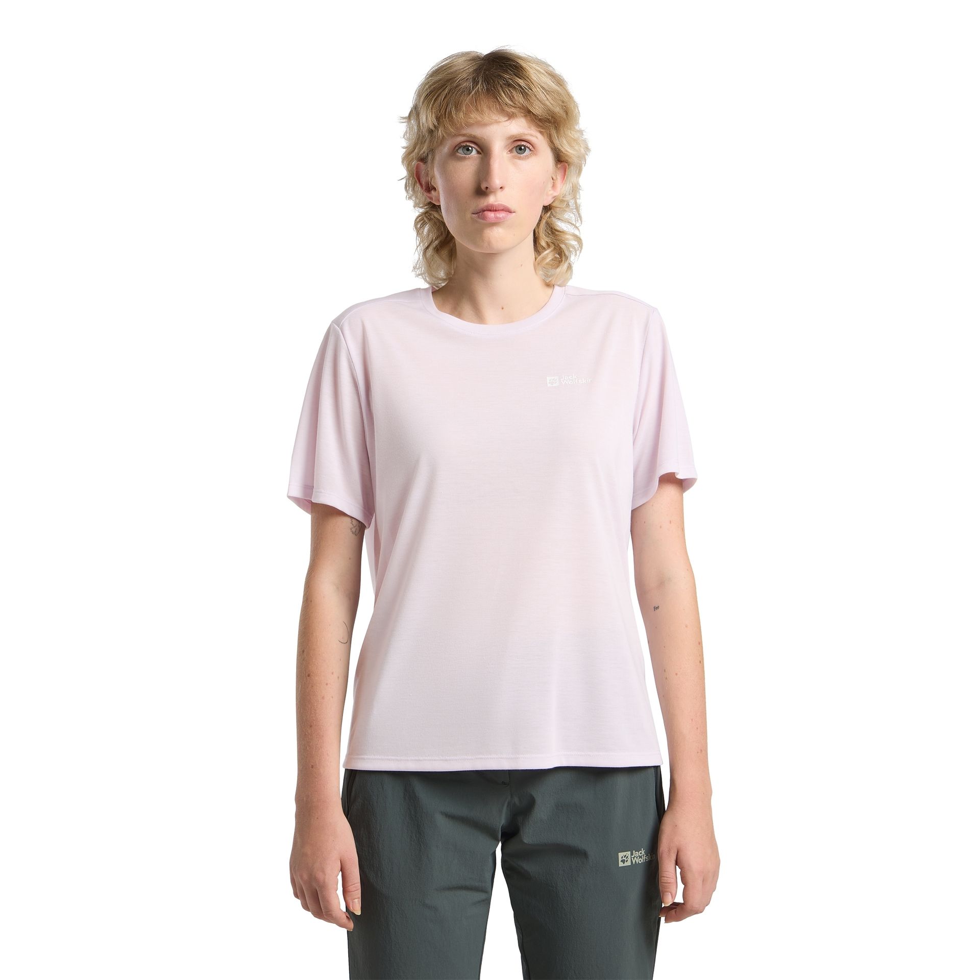 Damski T-shirt funkcjonalny Jack Wolfskin VONNAN S/S T W Pale Lavendar - XS