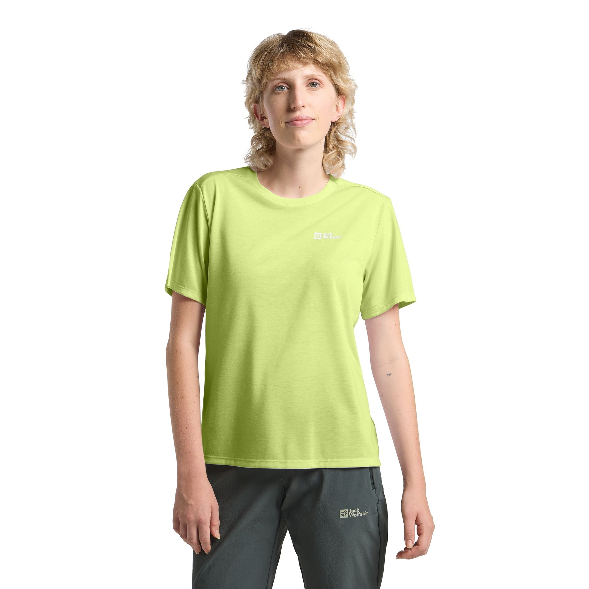 Damski T-shirt funkcjonalny Jack Wolfskin VONNAN S/S T W cool matcha - XS