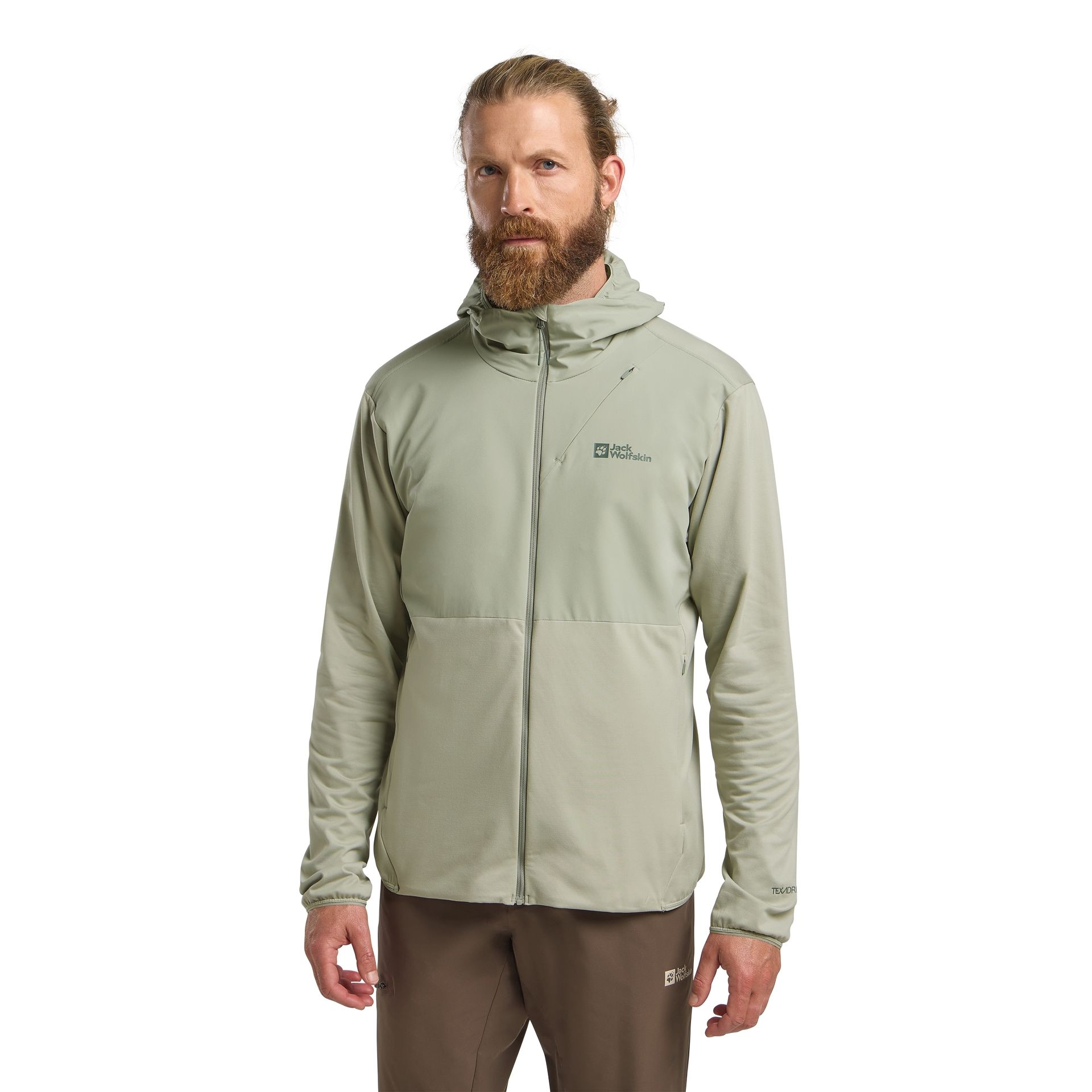 Męski polar z kapturem Jack Wolfskin PRELIGHT TRAIL HOODY M mint leaf - S