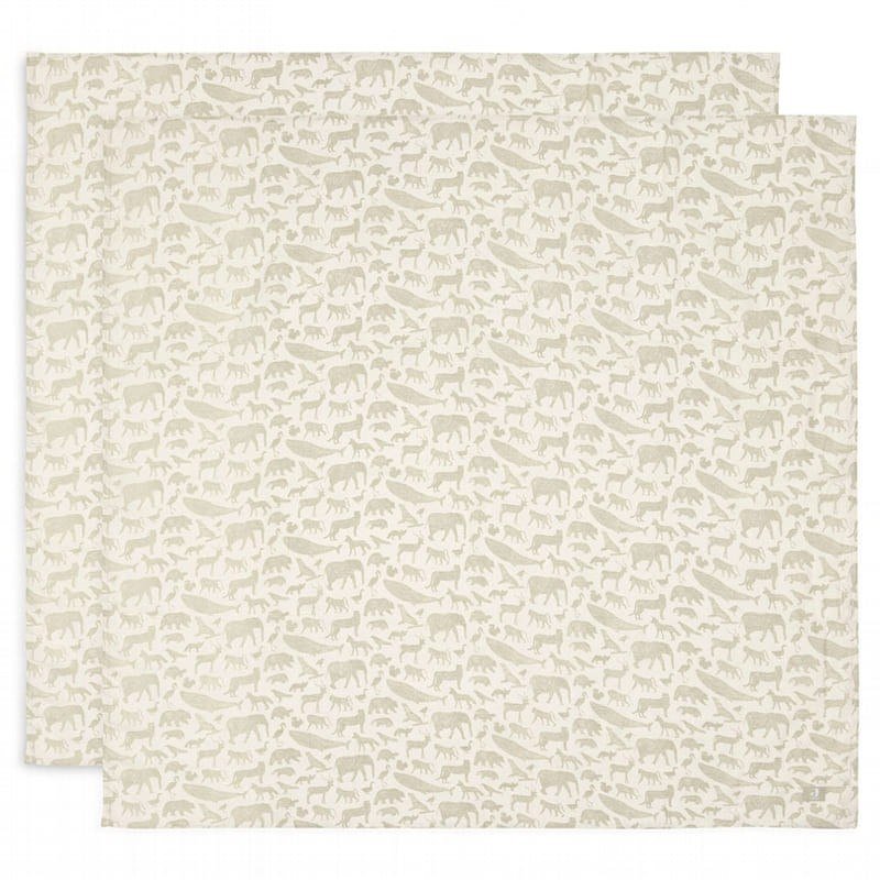 Jollein 2 otulacze niemowlęce Hydrophilic 115x115 cm Zwierzęta ANIMALS Olive Green