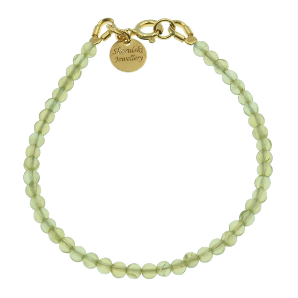 Bransoletka 17,5 cm- Perydot (Oliwin) i srebro złocone