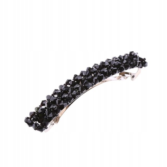 Spinka do włosów klamerka czarna złota koraliki