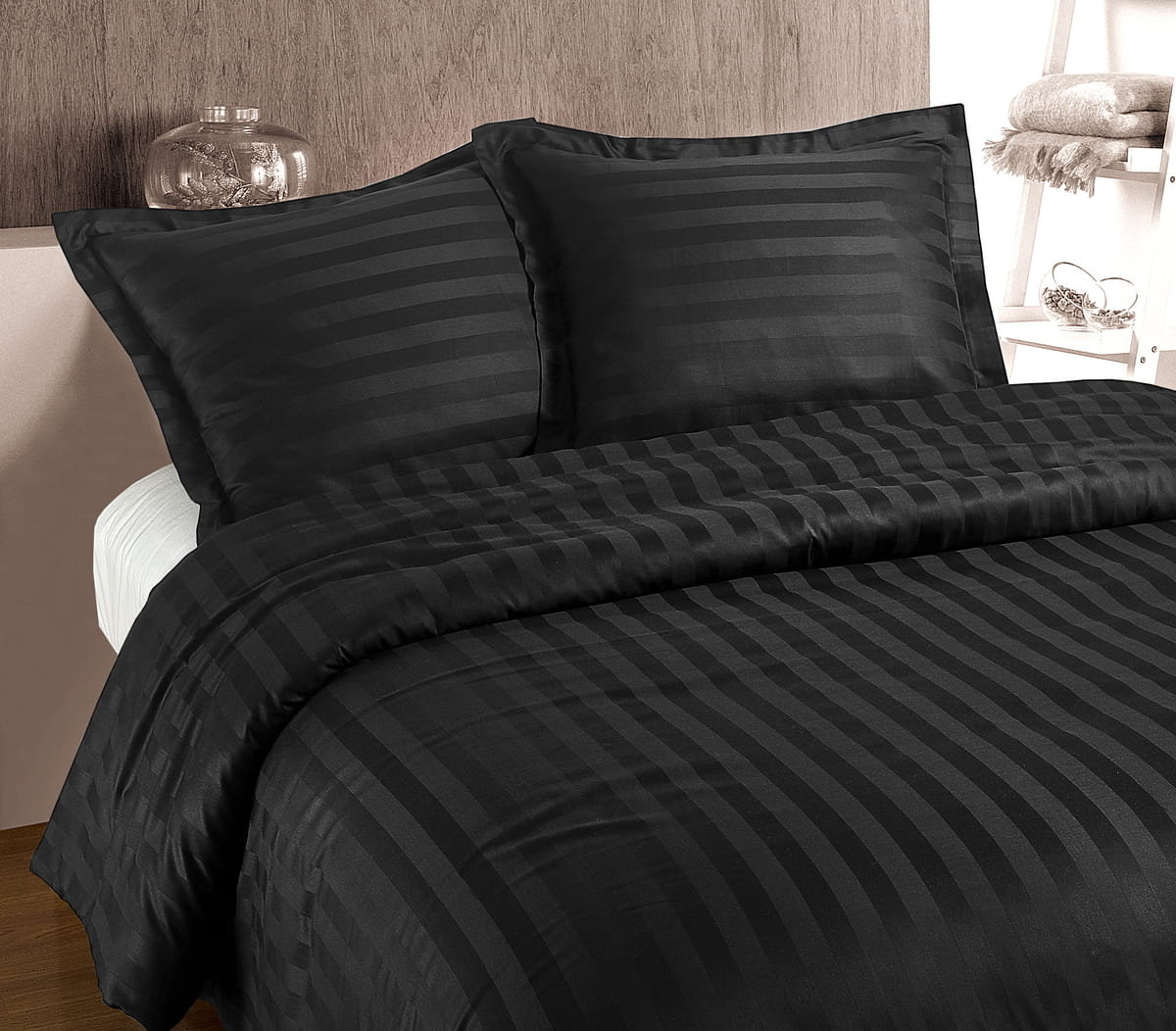 200x200/260 HOTEL STRIPE antracyt kpl pościeli satyna bawełniana