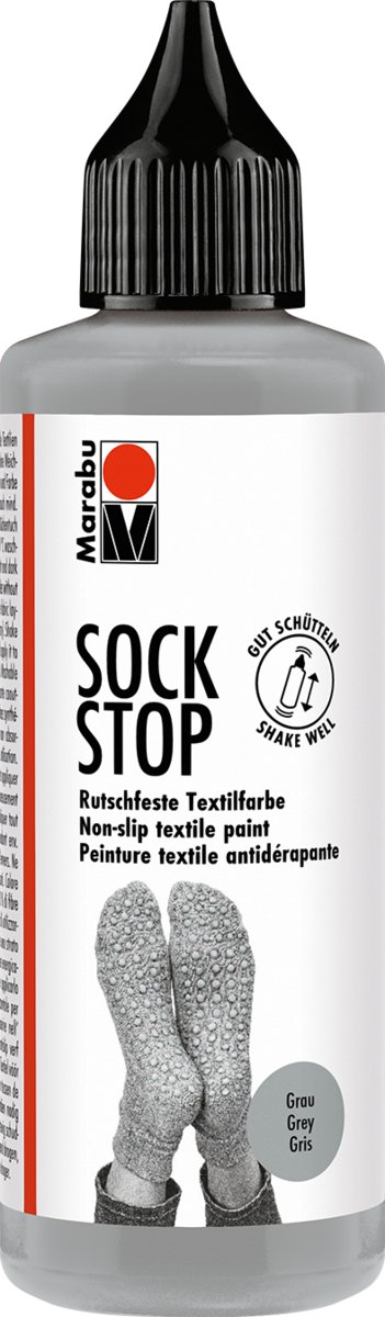 Antypoślizgowa farba do skarpetek Marabu - SOCK STOP kolor szary 90 ml w butelce z aplikatorem