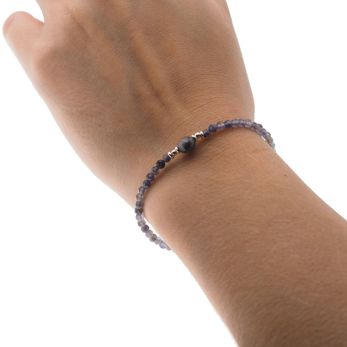 Skorulski Jewellery, Bransoletka, Iolit cięte kulki i srebro-18,5 cm