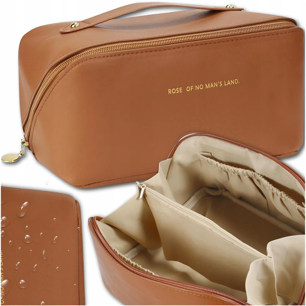 Kosmetyczka Damska Rozkładana Podróżna Skórzana