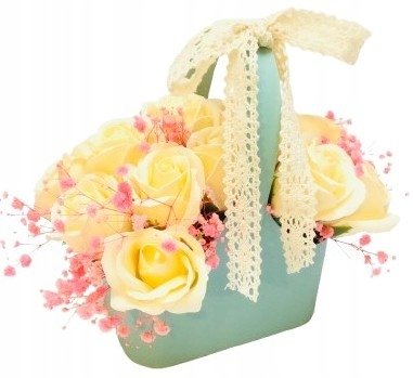 KWIATY MYDLANE W KOSZYKU box róża na urodziny kobiet upominek prezenty dar