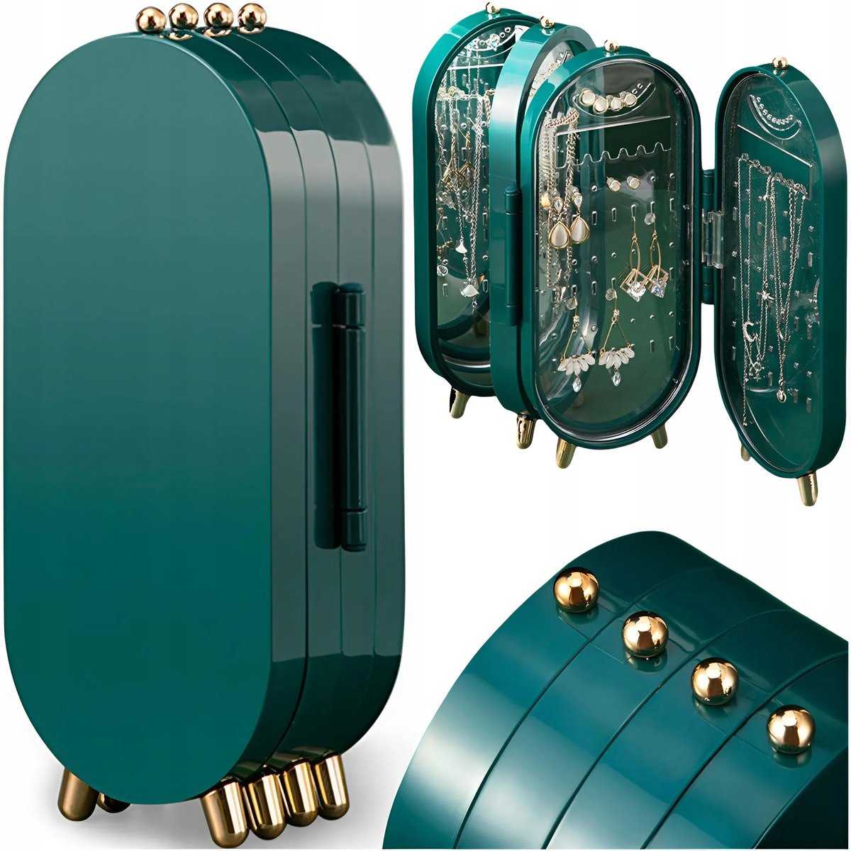 OGANIZER NA BIŻUTERIĘ SZKATUŁKA EKSPOZYTOR STOJAK LUSTRO WIESZAKI POJEMNY