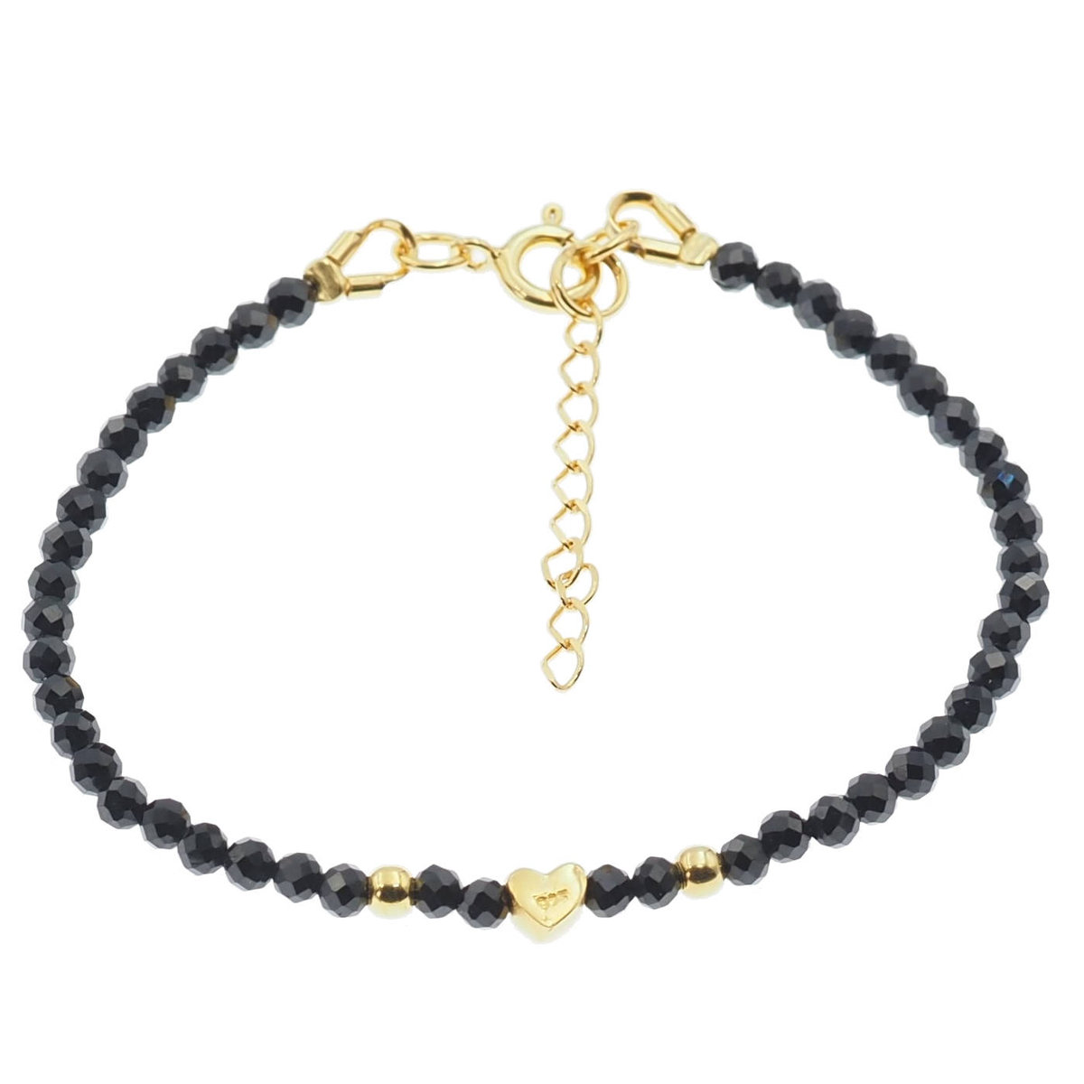 Skorulski Jewellery, Bransoletka, cięty Turmalin czarny i srebro złocone