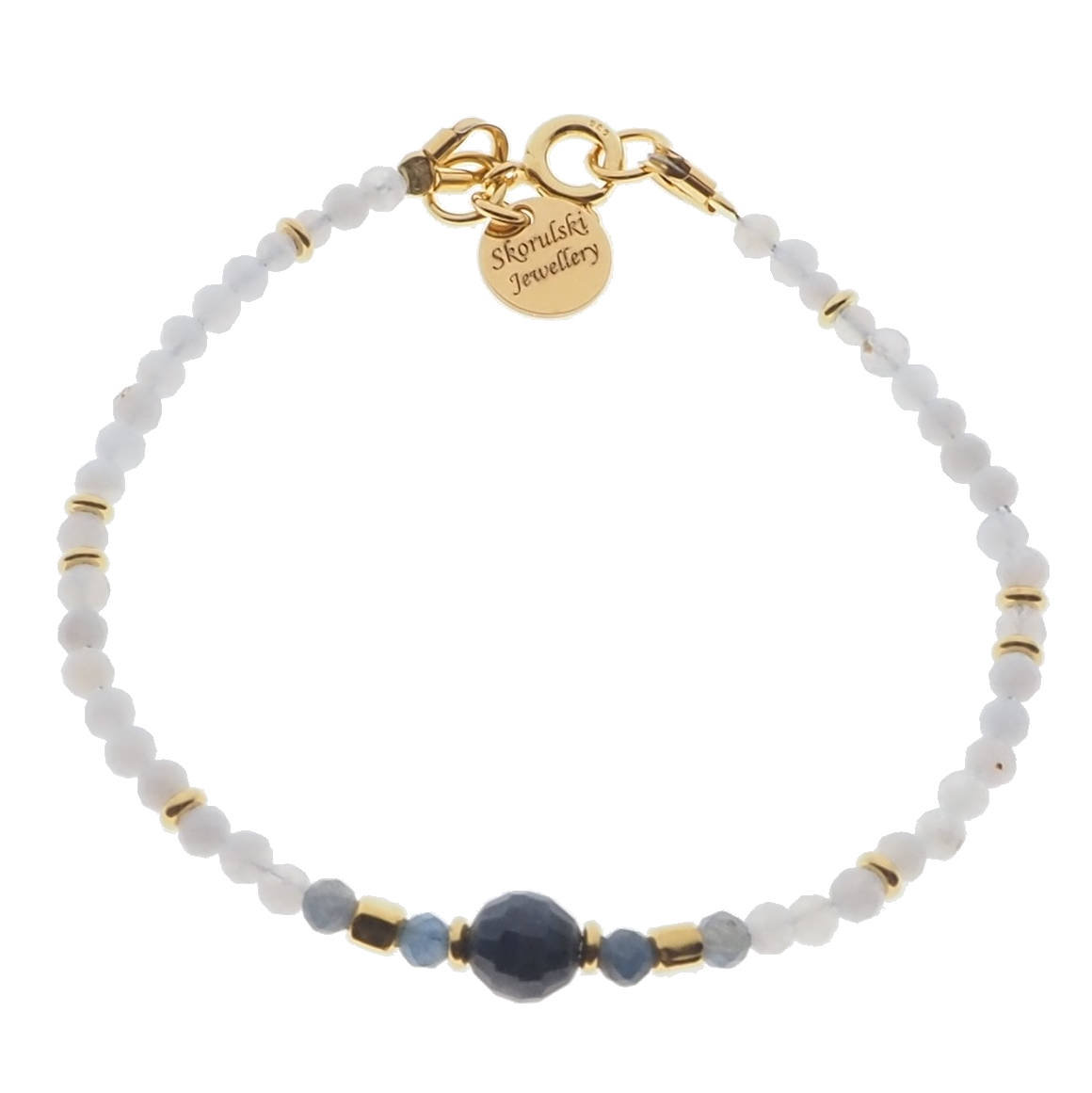 Skorulski Jewellery, Bransoletka, cięty Chalcedon, Szafir i srebro złocone