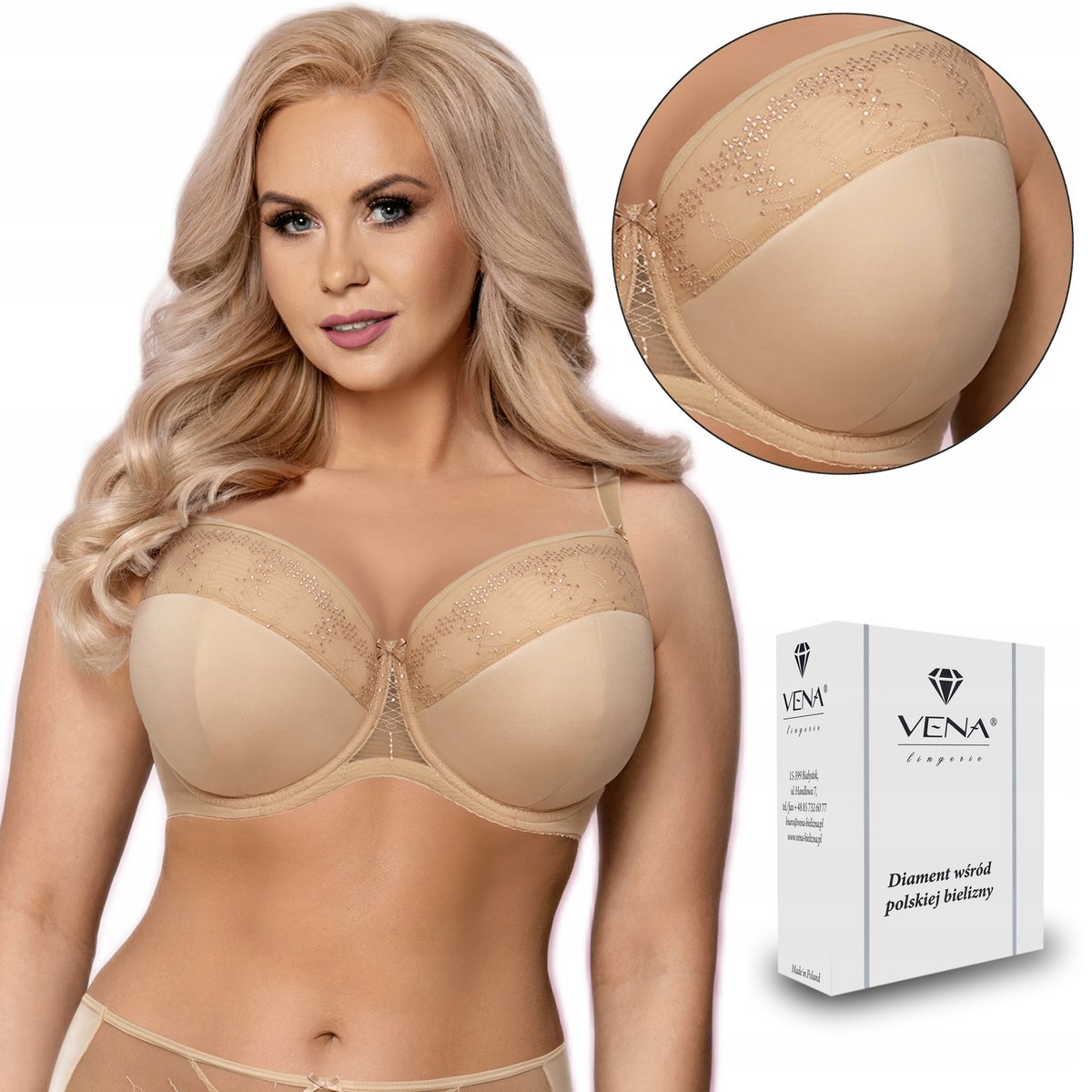 Biustonosz Usztywniany Vena Vb-430 Fullcup Beż 75E