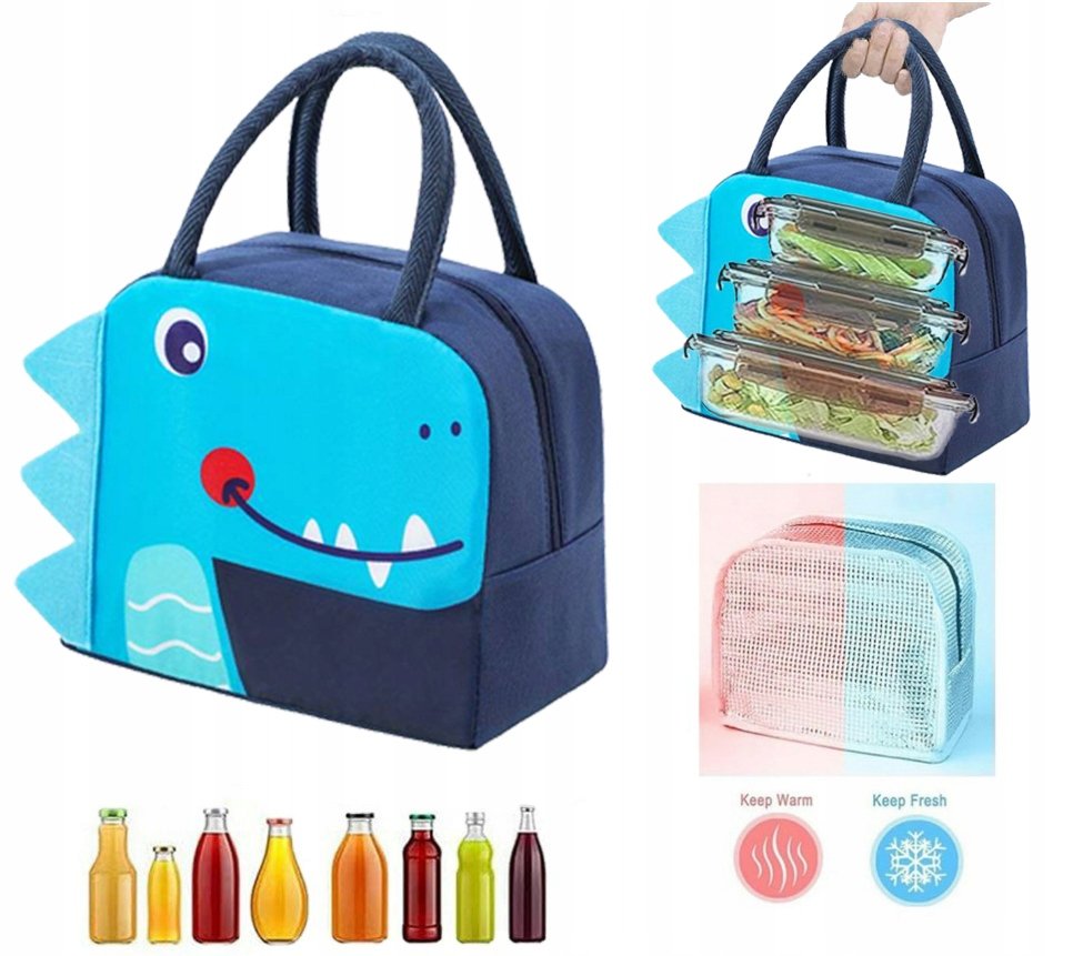 DINOZAUR TORBA NA ŚNIADANIE TERMICZNA IZOLACYJNA LUNCH BOX KANAPNIK 5,5L