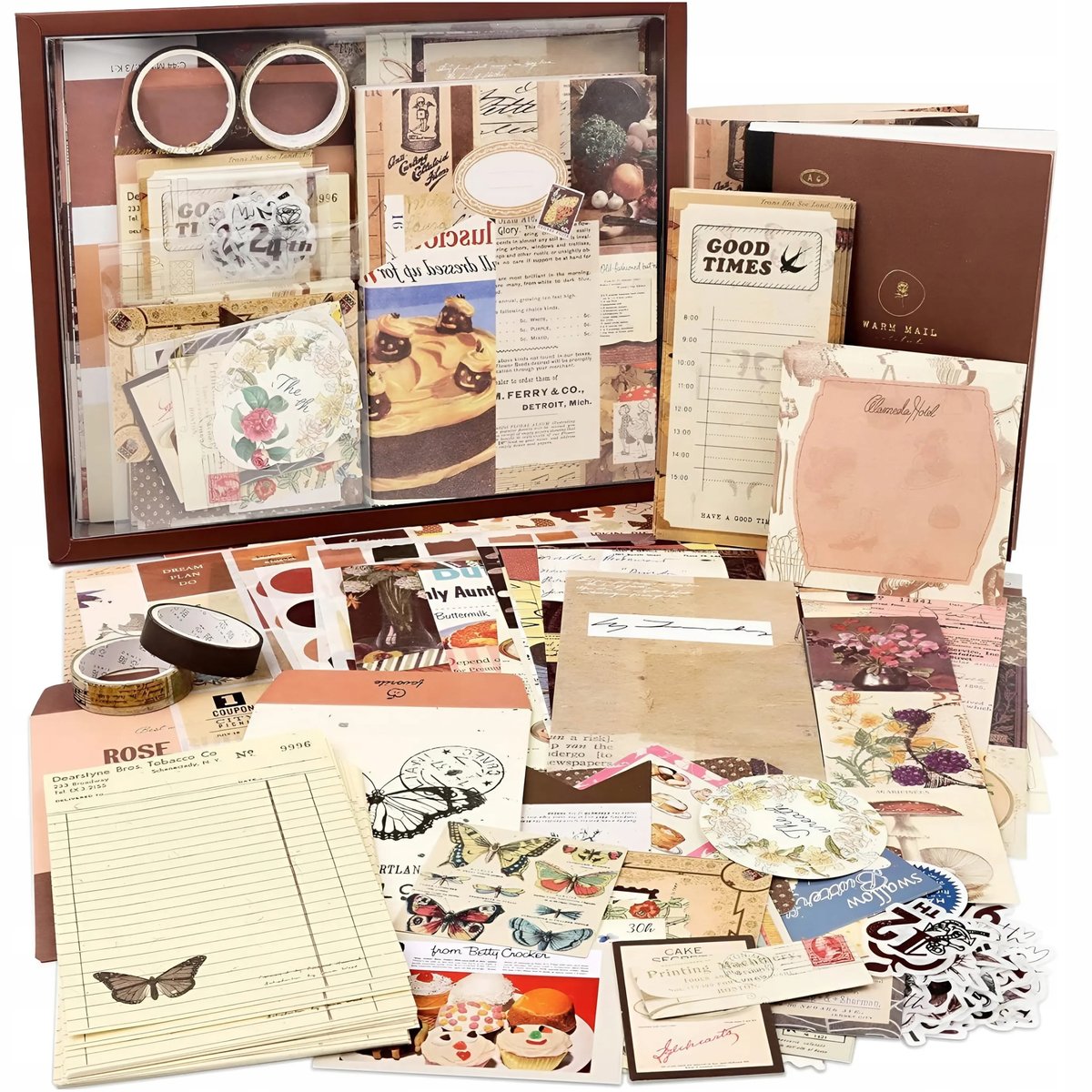 ZESTAW DO SCRAPBOOKINGU KREATYWNY NAKLEJKI OBRAZKI + NOTES VINTAGE 155 EL