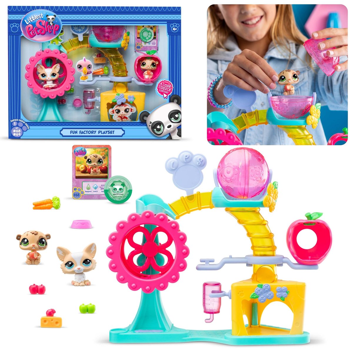 Littlest Pet Shop Zestaw figurek Fabryka zabawy, zwierzątka + akcesoria, ruchome figurki 4+