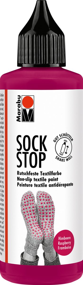 Antypoślizgowa farba do skarpetek Marabu - SOCK STOP kolor malinowy 90 ml w butelce z aplikatorem