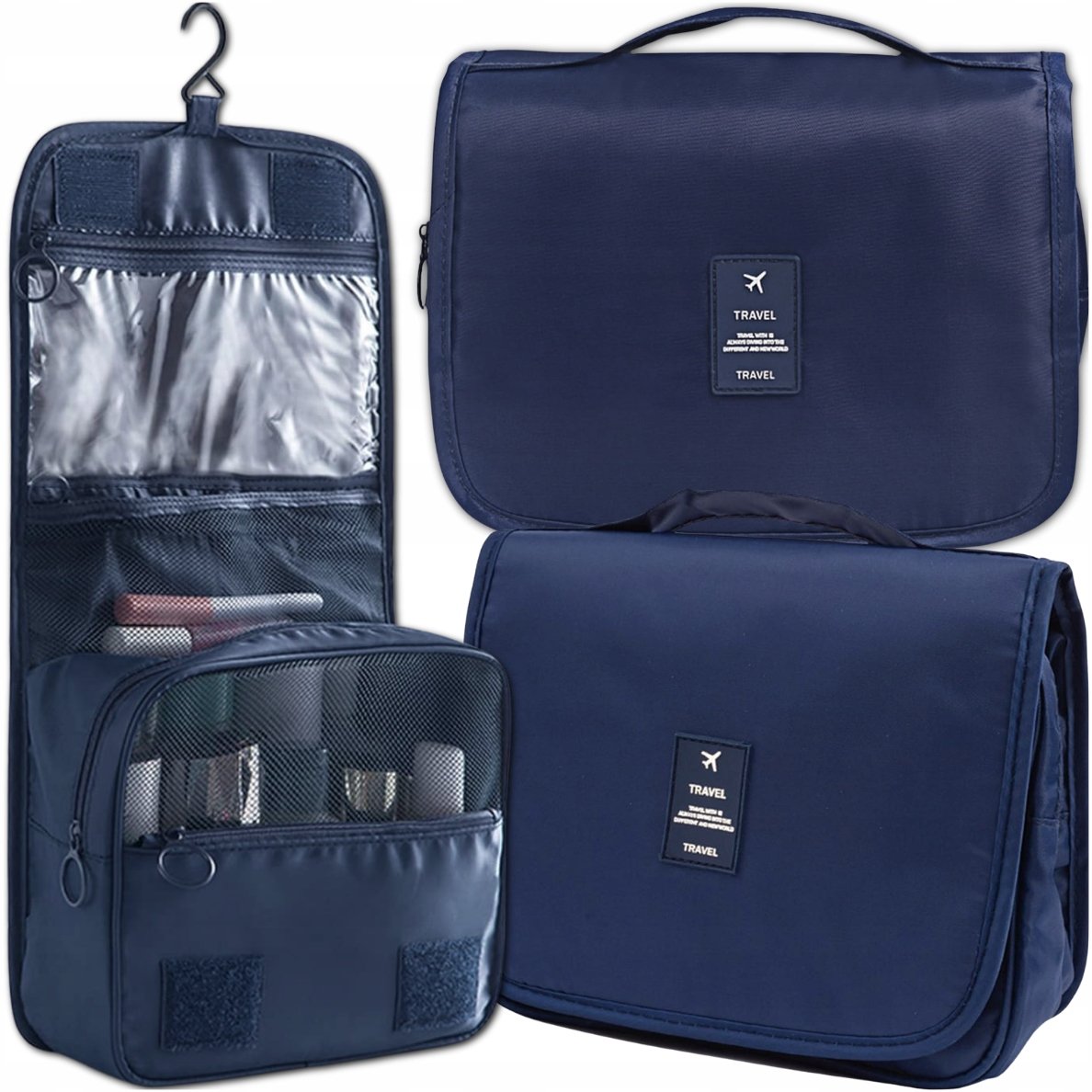 Kosmetyczka Wisząca Podróżna Z Haczykiem Niebieska Xl