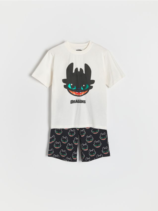 Reserved - Piżama Jak wytresować smoka - złamana biel