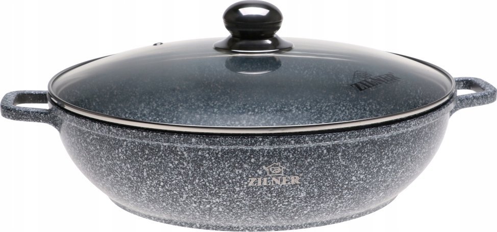 GARNEK Niski Płaski MARMUROWY 28cm WOK Indukcja Gaz 3,3l 7069