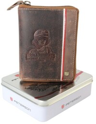 Portfel Peterson Skóra Licowa Duży Pionowy Metalowy Suwak POWSTANIE WARSZAWSKIE 340P-03 RFID 13 x 10 x 2 [cm]