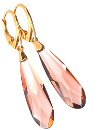 Nowe Kryształy Kolczyki Raindrop Pendant Blush Rose Złote Srebro