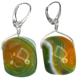 Naturalny Agat Wyjątkowe Kolczyki Srebro