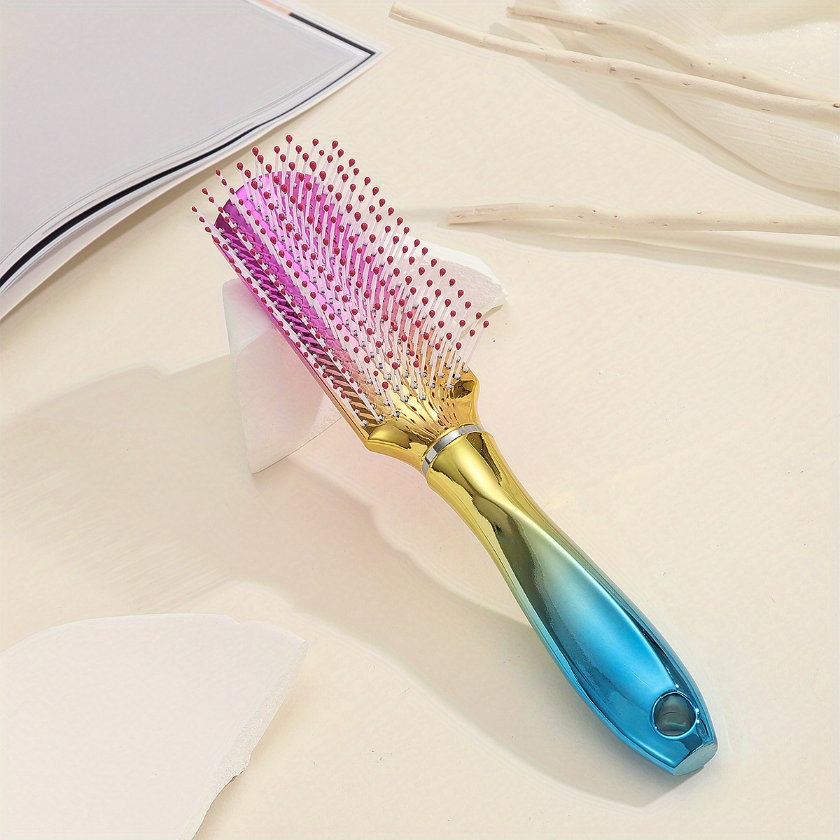 TEMU 1 Szt. Pędzel Do Układania Włosów Kolorowy Grzebień Fryzjerski Szczotka Do Rozczesywania Włosów Do Wszystkich Rodzajów Włosów