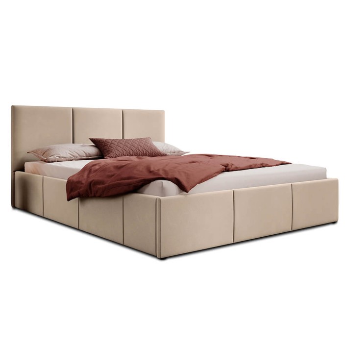 Łóżko tapicerowane z pojemnikiem SFG0159 180x200 Welur Beż #6