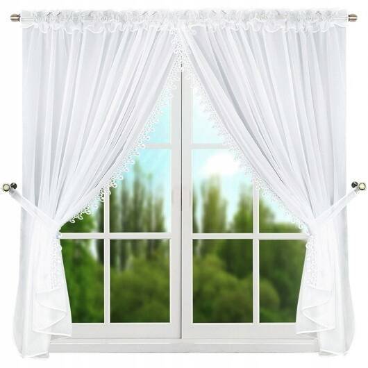 FIRANA DEKORACYJNA ZDOBIONA GIPIURĄ BIAŁY WOAL KLASYCZNA 400X150 CM LG 11 A