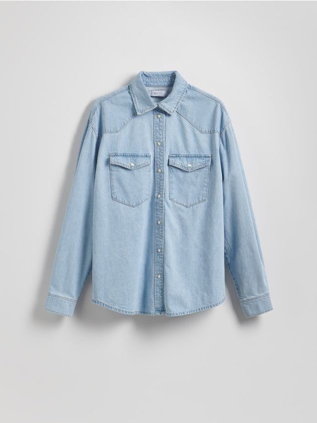 Reserved - Jeansowa koszula oversize - niebieski