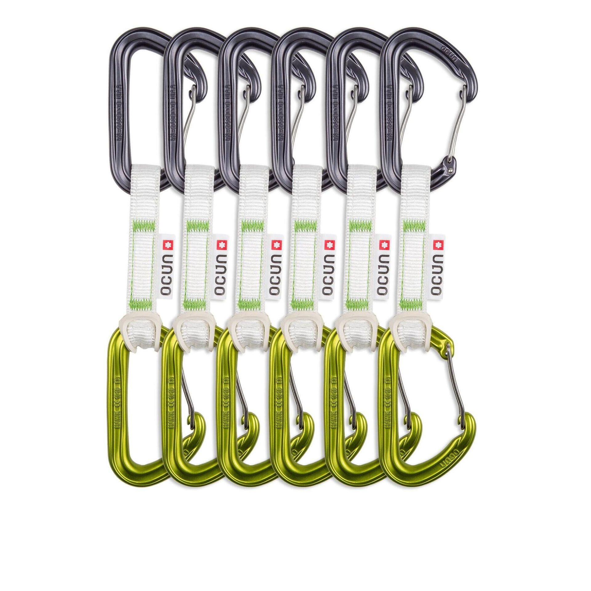 Ekspresy wspinaczkowe Ocun Hawk QD Wire Bio-Dyn-Ring 15 mm 10 cm 6-pack - green
