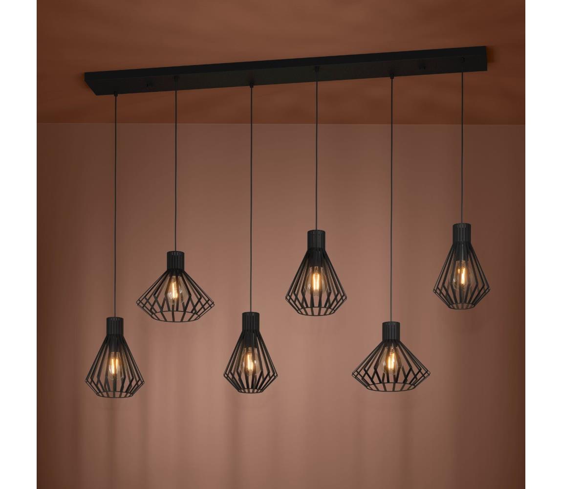 Eglo 390126 - Żyrandol na lince BASIDANO 6xE27/40W/230V czarny
