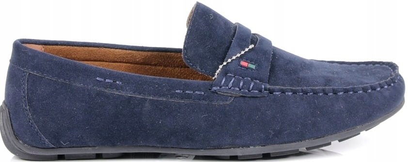 GRANATOWE MOKASYNY TOMY MĘSKIE BUTY ZAMSZOWE WSUWANE CASUAL SUPER MODNE