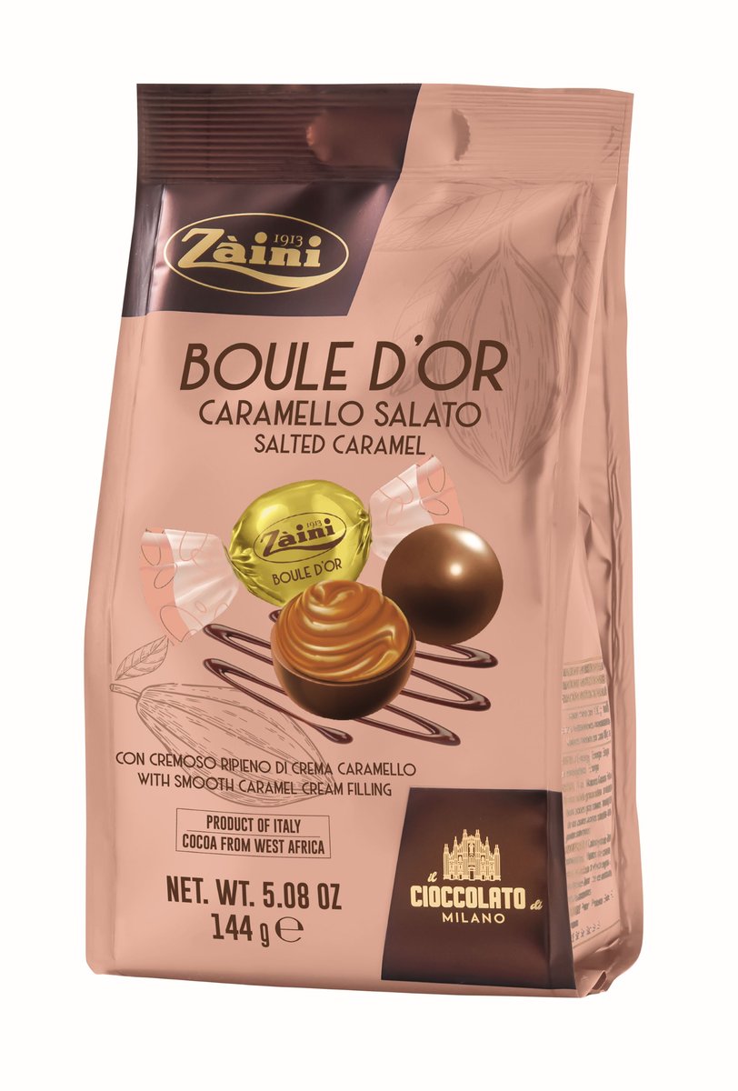 ZAINI CZEKOLADOWE NADZIEWANE PRALINY KULKI BOULE D’OR CARAMELLO SALATO 144G