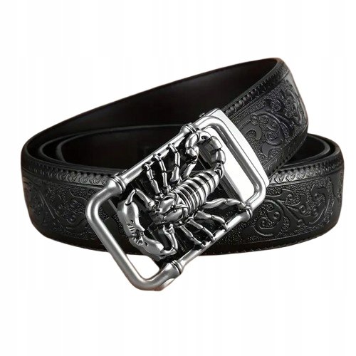 Pas pasek SKÓRZANY AUTOMATYCZNY prawdziwa skóra SKORPION dzień ojca 115 cm